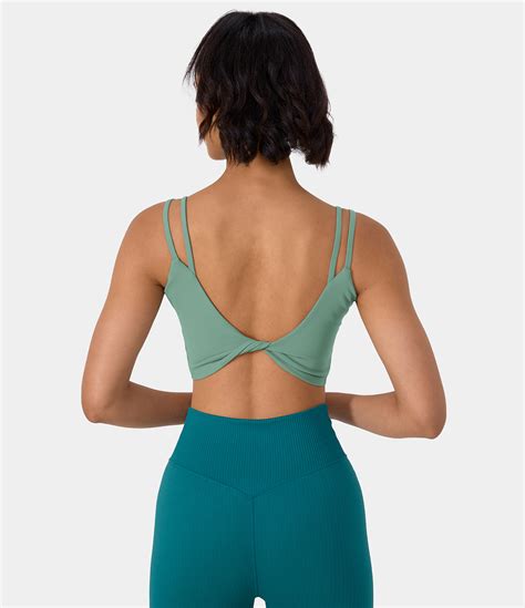 Women's In My Feels Double Straps Backless Twisted Workout Cropped Tank