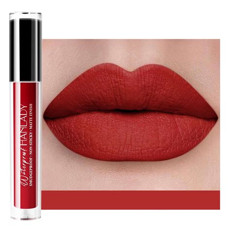 Amazon.com: HANLADY Dark Red Lipstick Matte Liquid Lipstick Long