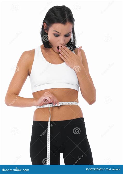 Shocked Woman, Tape Measure and Weight Loss of Waist for Slim Body or