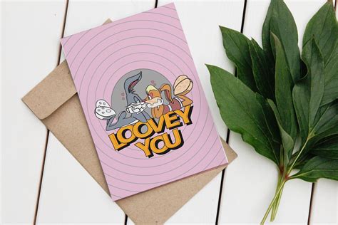 Bugs Bunny and Lola Card, Bugs and Lola Valentines Day Card, Printable