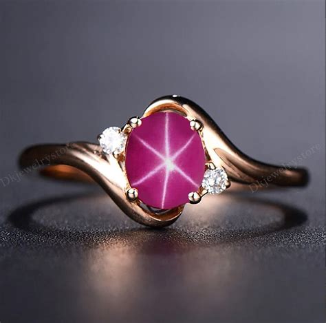 14k Rose Gold Pink Star Sapphire Ring Lindy Star Sapphire - Etsy