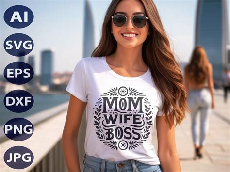 Mom Wife Boss Tee Design SVG Bundle Graphic by farha · Creative Fabrica