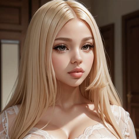 Barbie, naked, long blonde hair, wavy hair, standing up, , big boobs