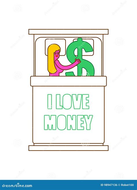 I Love Money. Girl in Bed with Dollar. Sex for Cash Stock Vector