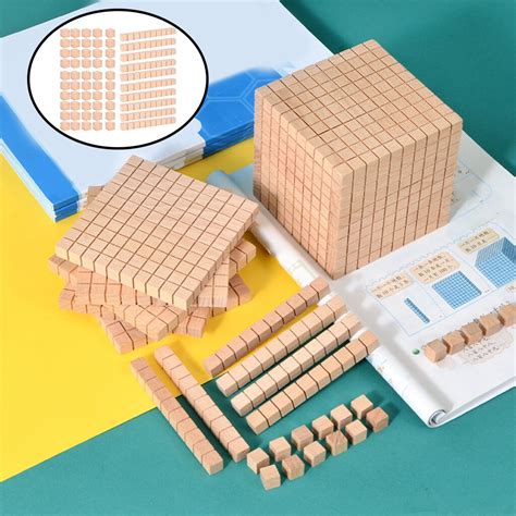 wooden base ten blocks classroom home math manipul grandado