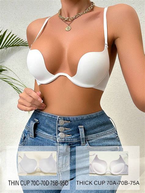 womens white backless casual push  bra  slight stretch fabric