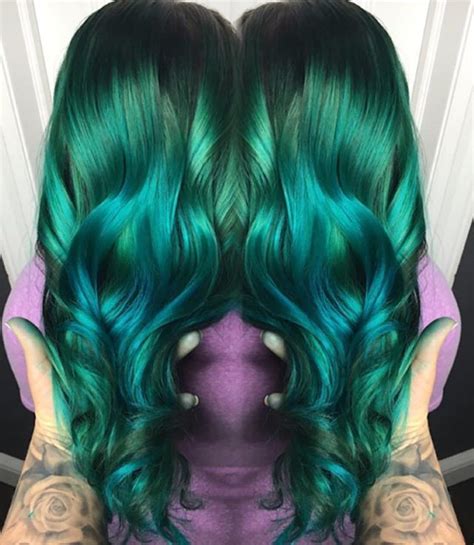OMGee Gorgeous metallic emerald green melting into blue by @hairbybrie ...