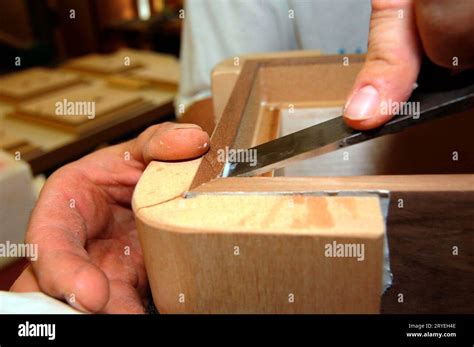 chiseling wood   carpentry stock photo alamy