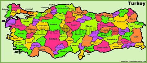 administrative divisions map  turkey ontheworldmapcom