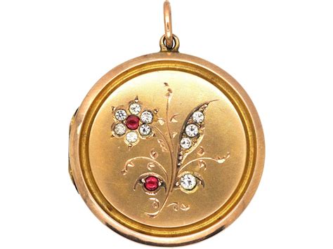 Edwardian 9ct Back & Front Round Locket with Paste Set Flower (879T