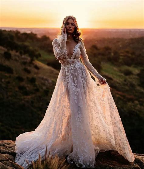 floral boho wedding dress   astyledweddingcom