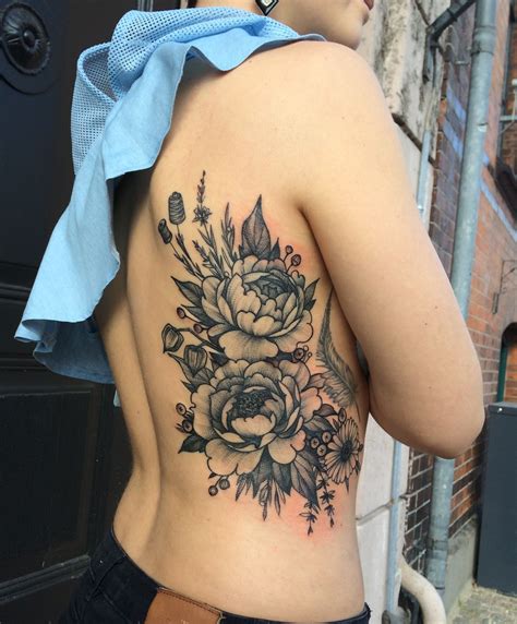 Flower Tattoos On Side Of Stomach