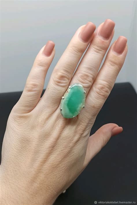 Серебряное кольцо с хризопразом (1630) купить в интернет-магазине ...