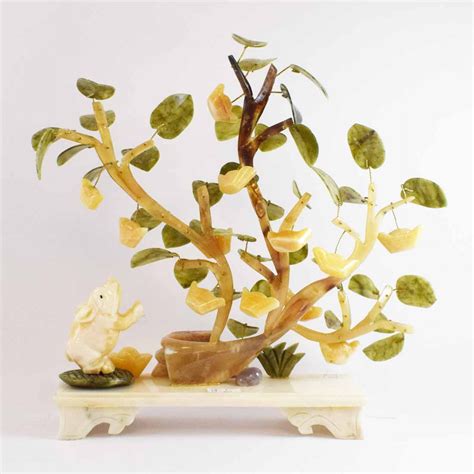 Handmade Artificial Jade Feng Shui Gold Ingot Money Tree Bonsai