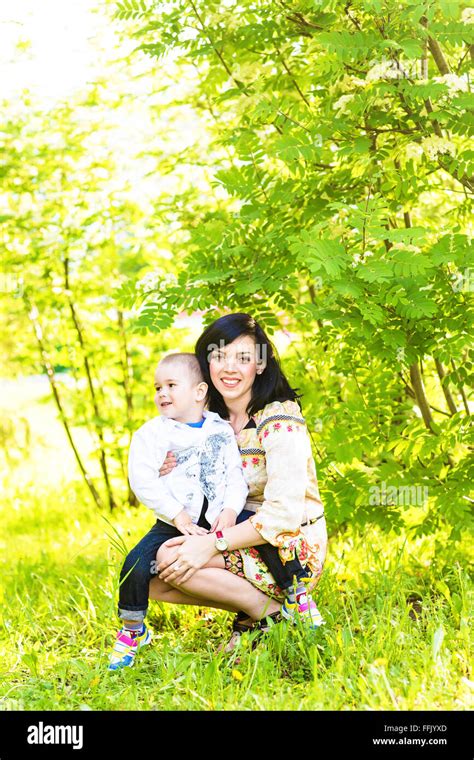 spring portrait mother son   res stock photography  images alamy