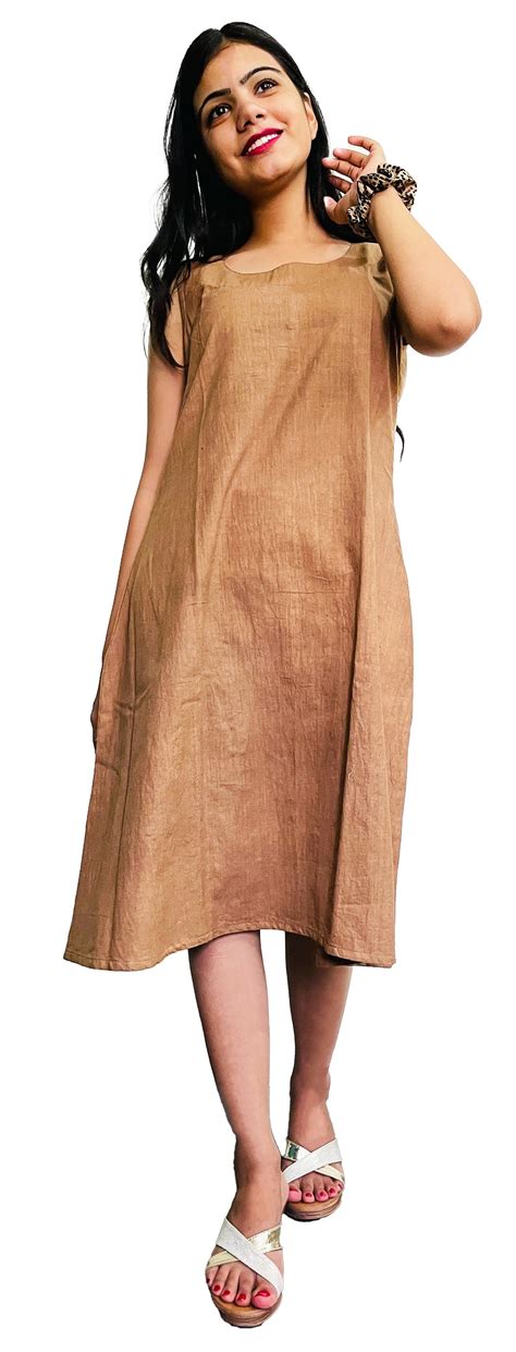 pure handloom khadi dress summer dress pure cotton blue brown summer