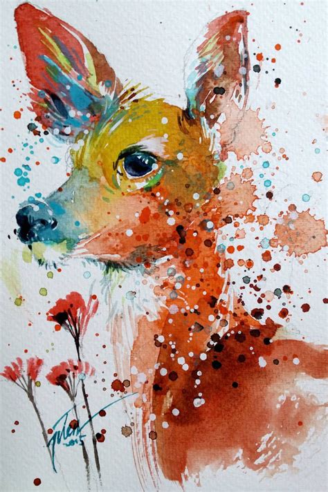 colorful splashed watercolor animals paintings watercolor paintings