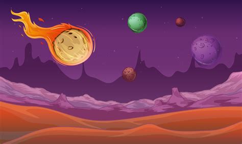 background scene  comet   planets  space  vector