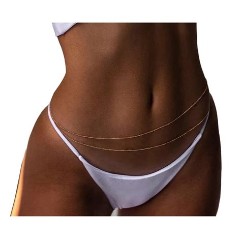 Dainty Layered Belly Waist Chain, Layered Bikini Body Jewelry, Simple