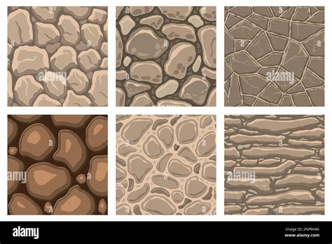 cartoon game textures rocks dirt  ground surface seamless patterns