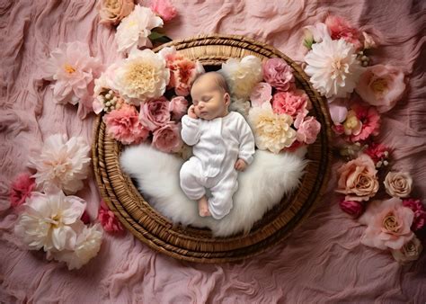 Newborn Baby Girl Digital Backdrop, Newborn Baby Background, Boho ...