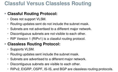 vlsm  classless routing protocol    classful networks