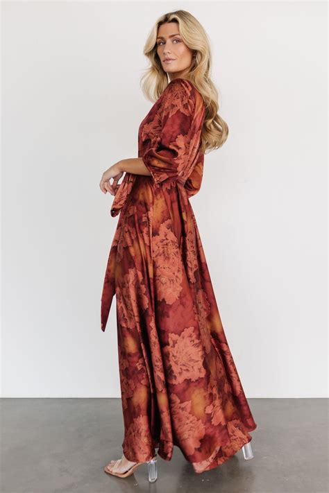 Paula Satin Maxi Dress | Terracotta Floral | Baltic Born