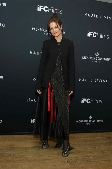 Katie Holmes’s Latest Gown Featured Sheer Netting, Red Ribbons, and a