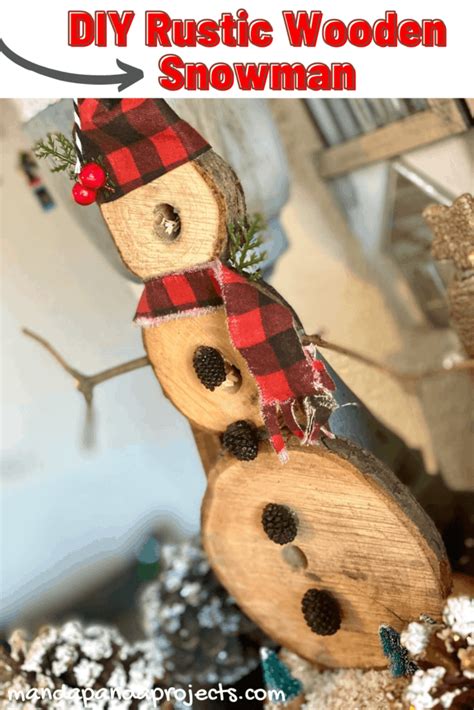 DIY Rustic Wooden Snowman - Manda Panda Projects