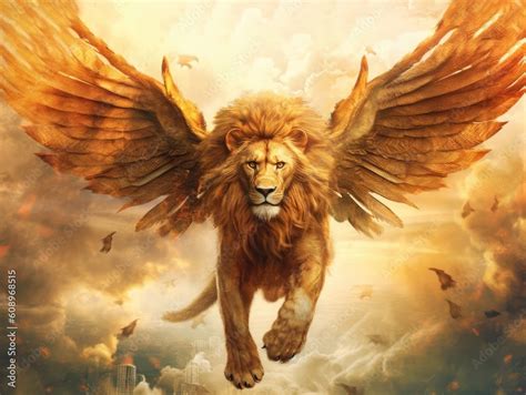 lion  wings symbol   ancient empire  babylon generative ai