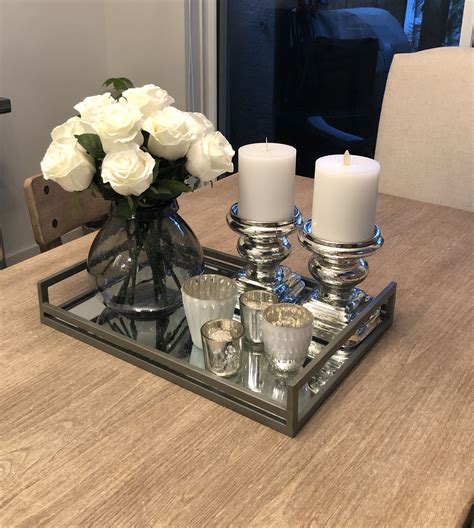 Dining Table Centerpiece with Faux Flowers and Candles