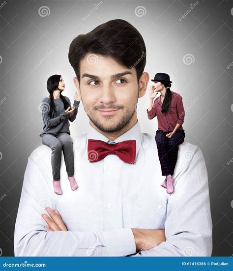 Man with Two Tiny Girls on His Shoulders Stock Photo - Image of jabber