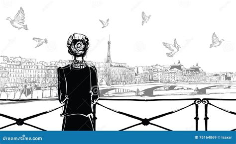 Seine River from Pont Des Arts in Paris Stock Vector - Illustration of ...