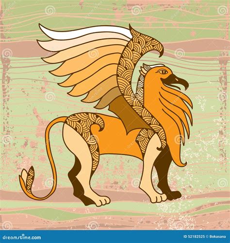 Mythological Griffin on a Textured Background. the Series of