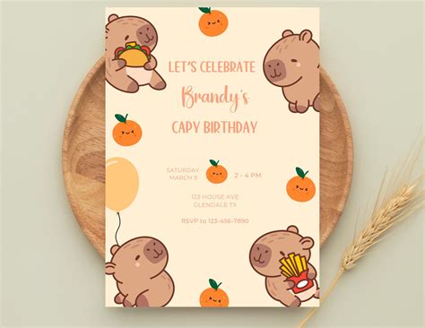 EDITABLE Capybara Invitation , Capybara Birthday , Capy Birthday
