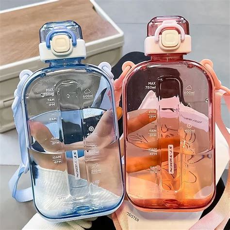 ml plastic flat water bottle  time marker  plastic water