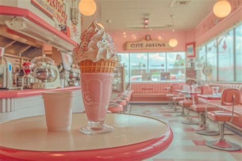 premium photo vintage ice cream parlor  nostalgic image capturing