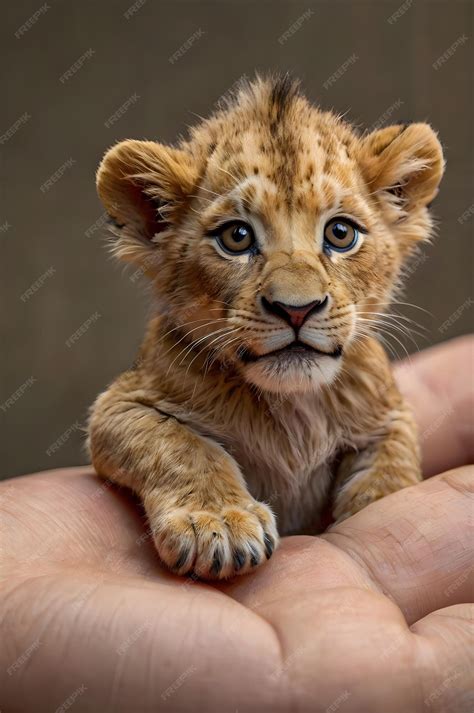 The Worlds Smallest Lion Held on a Finger Pixar Style | Premium AI