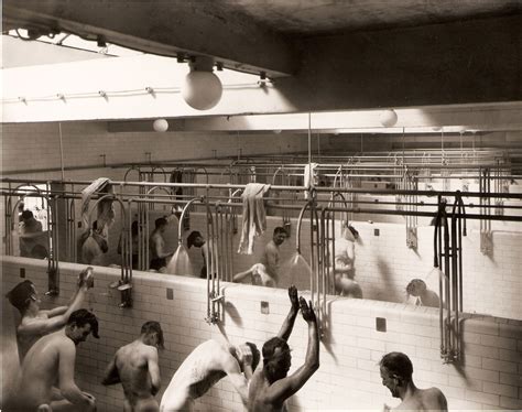 Pithead baths - National Coal Board, UK, c1955 | Men in shower, Vintage