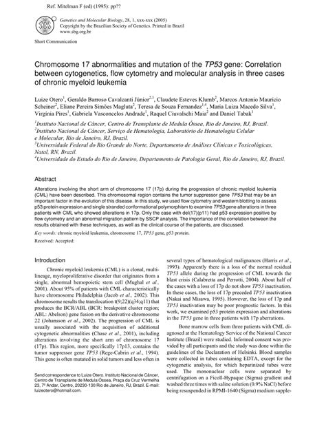 (PDF) Chromosome 17 abnormalities and mutation of the TP53 gene ...