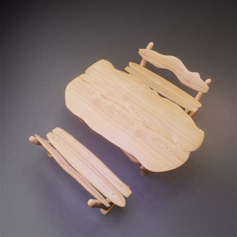 Wooden Picnic Table Wooden Model - TurboSquid 2045602