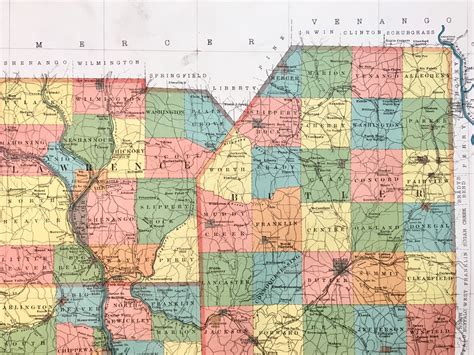 Allegheny County Map, Original 1900 State of Pennsylvania Atlas, Butler