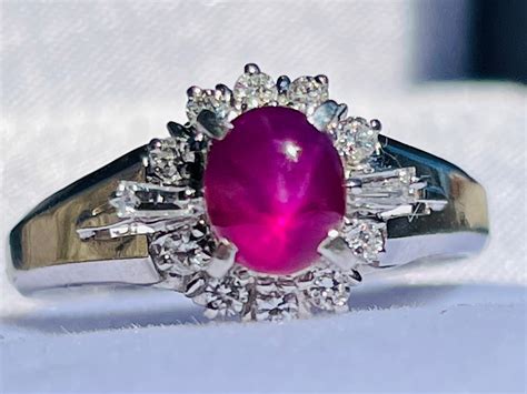 Star Ruby Ring Natural One Carat Star Ruby Platinum Diamond | Etsy