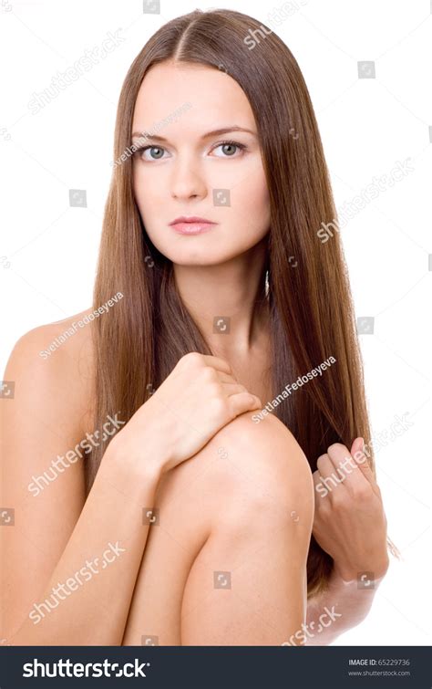naked woman sitting  white background shutterstock