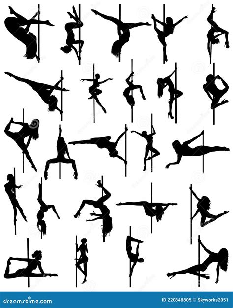 Pole Dancer Silhouettes. Set of Pole Dancer. Collection Silhouettes of