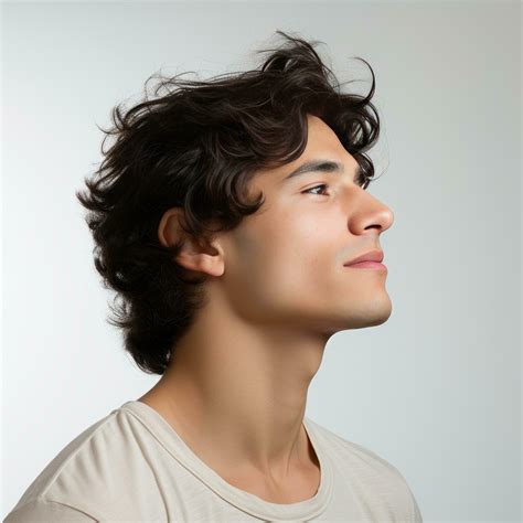 side view of a handsome young man face on white background generative ...