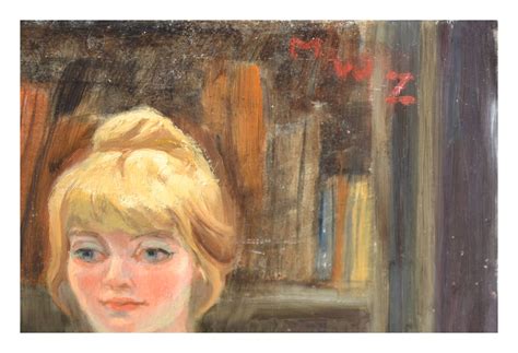 Margaret Wherry Ziegler - Demure Nude Figurative in Library by Margaret