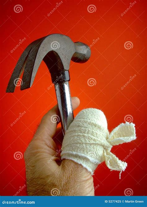 Sore Thumb with Hammer stock image. Image of contusion - 5277425