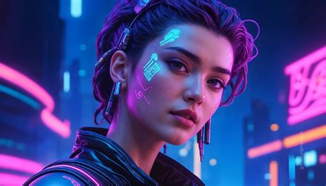 anime cyber girl neon city ai generated wallpaper image gec designs