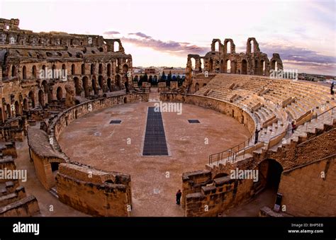 famous el jem roman amphitheater  largest  world  el